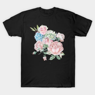 Roses and Hydrangeas Bouquet No 2 T-Shirt